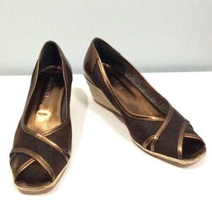 Sesto Meucci Open Toe Espadrille Bronze Mesh 7.5